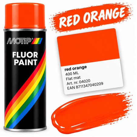 Bombe de Peinture Rouge Orange Fluo Motip 400 ml
