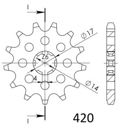 Pignon Acier Supersprox 12 Dents Pas 420 pour Suzuki TS 50 X - 91 à 94