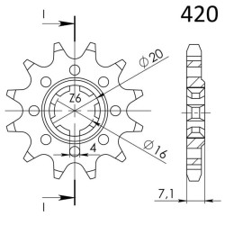 Pignon Acier Supersprox 12 Dents Pas 420 pour Suzuki 50 RMX / SMX / TS 50 X