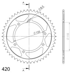 Couronne Acier Supersprox 50 Dents Pas 420 pour Suzuki 50 RMX / SMX